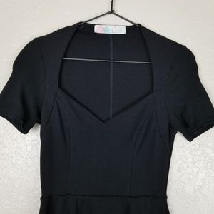 Free People Women's Black Button Up Fit + Flare Dress Navy Size Small